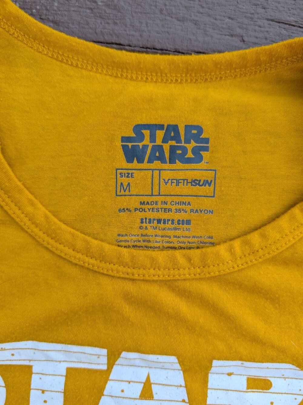 Mustard Yellow Fifth Sun Star Wars Graphic Tie-Front Tank Top Leia Luke Han Sz M - Picture 3 of 5